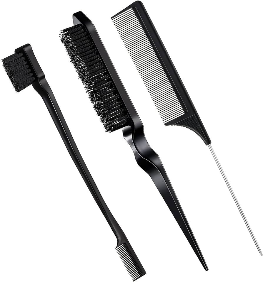 Geiserailie 3 Pcs Slick Brush Set Bristle Hair Brush Teasing Comb Edge Hair Brush Grooming Combs ... | Amazon (US)