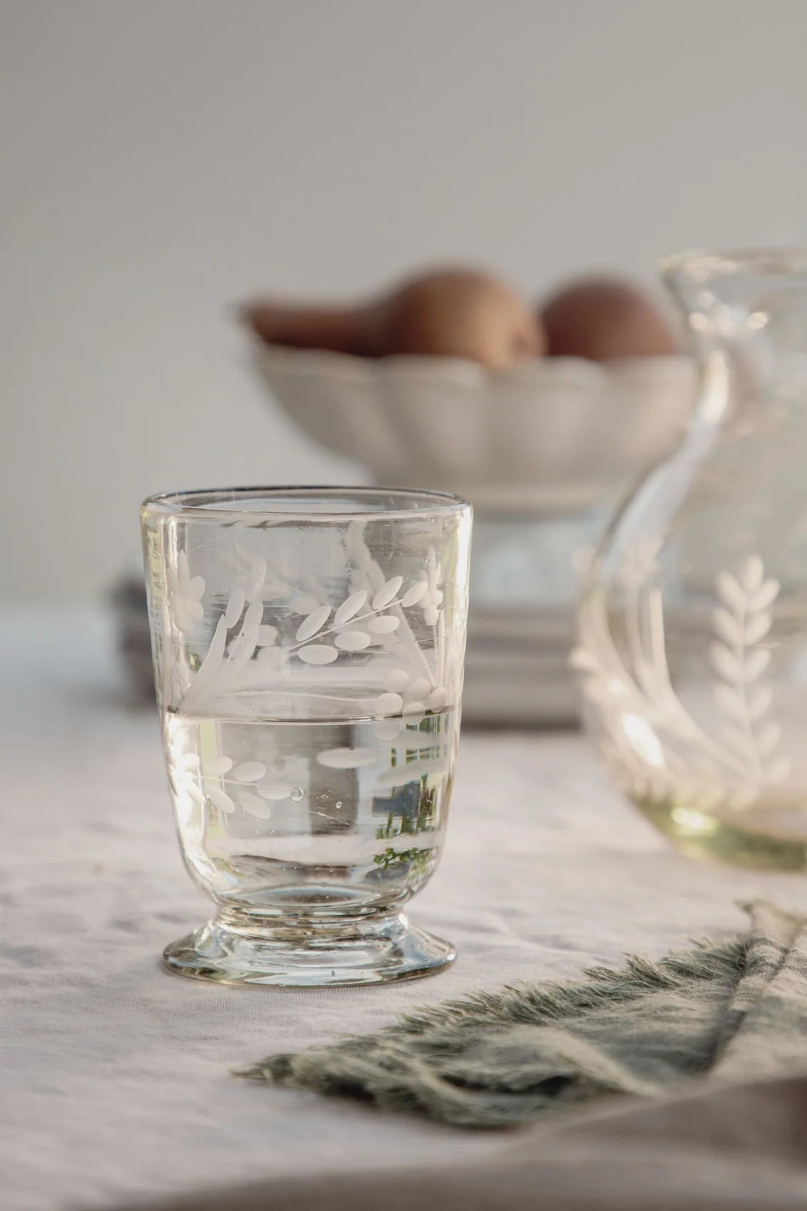 Etched Floral Drinking Glass | Cottage and Key