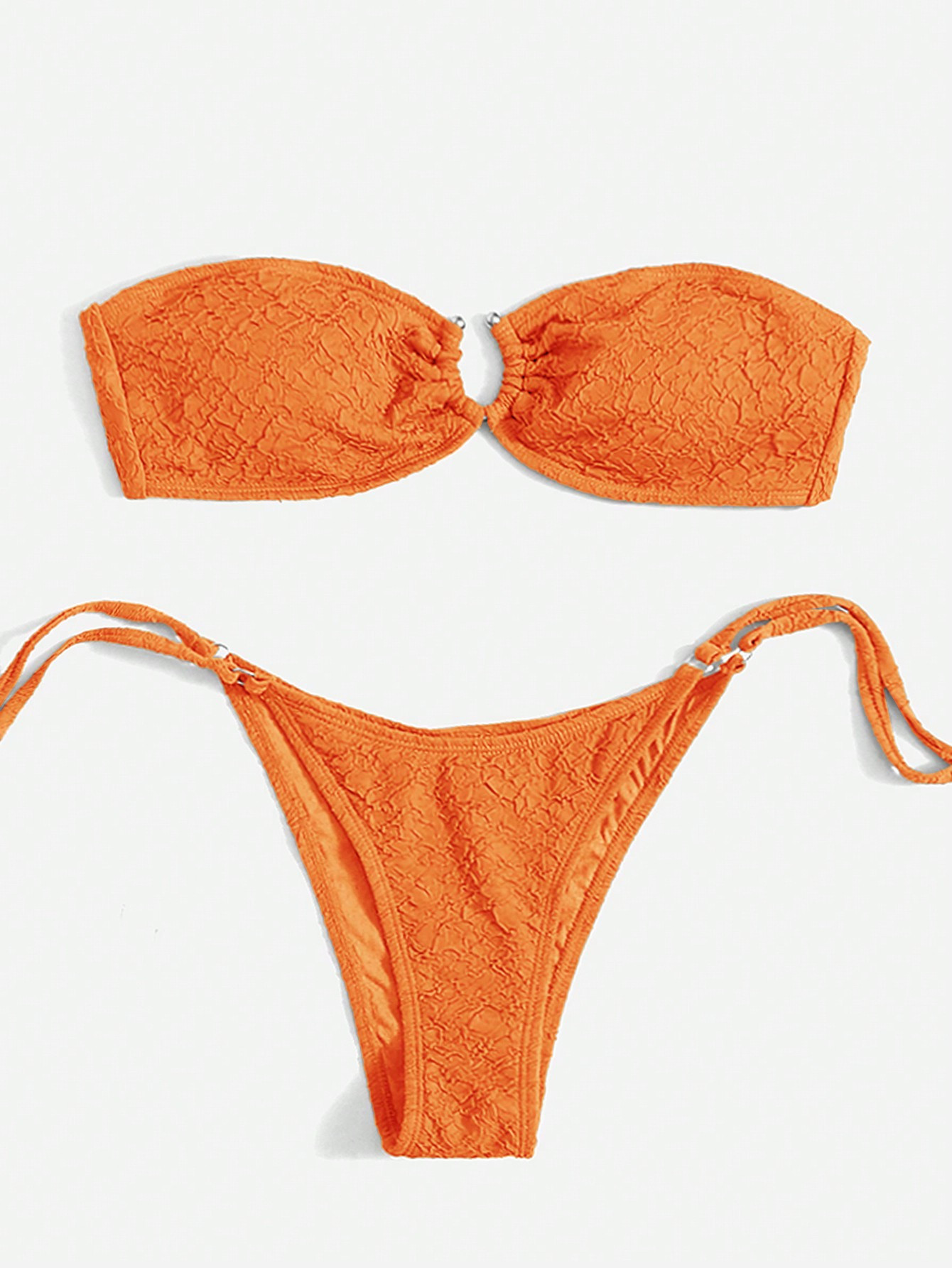 SHEIN Swim Ladies' Vacation Solid Ring Connection Bandeau Bikini Set, Summer Beach Bathing Suit |... | SHEIN