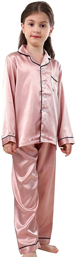 Pajamas Kid Unisex Pjs Set Girls Boys Silk Pajamas Set Satin Long Sleeve 2 Piece Clasic Sleepwear... | Amazon (US)