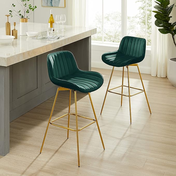 Art Leon 29" Counter Height Bar Stools with Backrest, Set of 2, Swivel Velvet Counter Stools with... | Amazon (US)