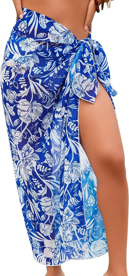Eicolorte Womens Beach Cover Up Chiffon Sheer Bikini Beach Swimsuit Coverup Sarong Pareo Wraps fo... | Amazon (US)