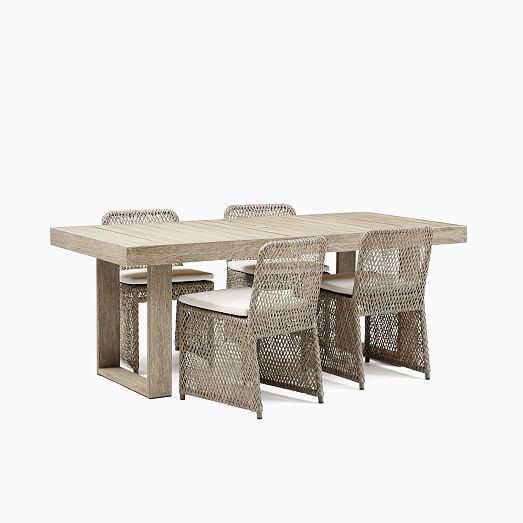 Portside Outdoor Dining Table & Coastal Chairs Set | West Elm (US)