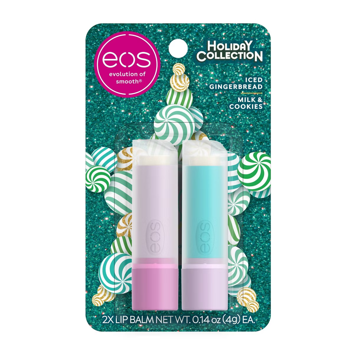 eos Holiday Lip Balm Stick - Iced Gingerbread + Milk & Cookies - 2pk | Target