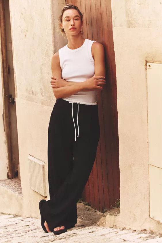 WIDE-LEG TROUSERS WITH DOUBLE WAISTBAND | Zara UK