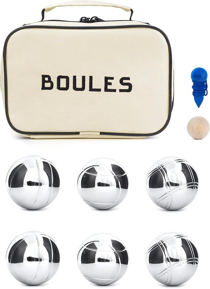 Kikkerland Boules Set Large Action Game, Outdoor, Beach, Lawn Backyard Family Party Games for Adu... | Amazon (US)