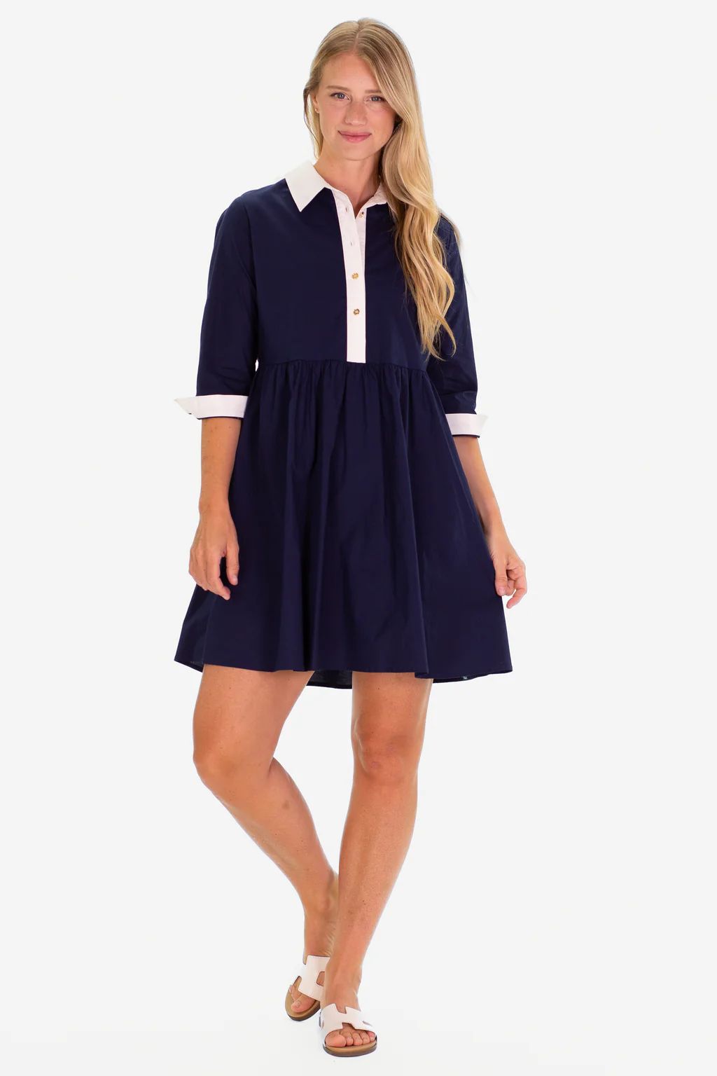 The Aiden Dress in Navy Stretch | Duffield Lane