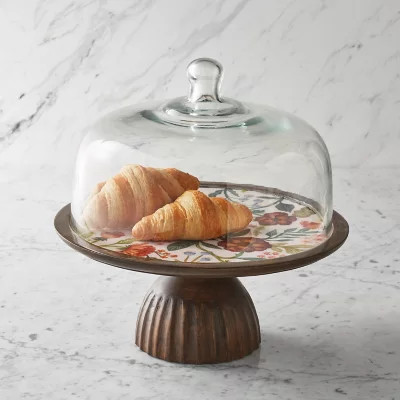 Member's Mark Mango Wood Cake Stand with Glass Dome Lid, Choose Color | Sam's Club