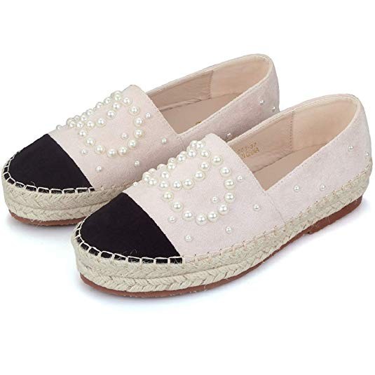 Langou Women's Slip On Loafers Casual Flat Espadrilles Platform Pearl Suede Driving Holiday Shoes... | Amazon (US)