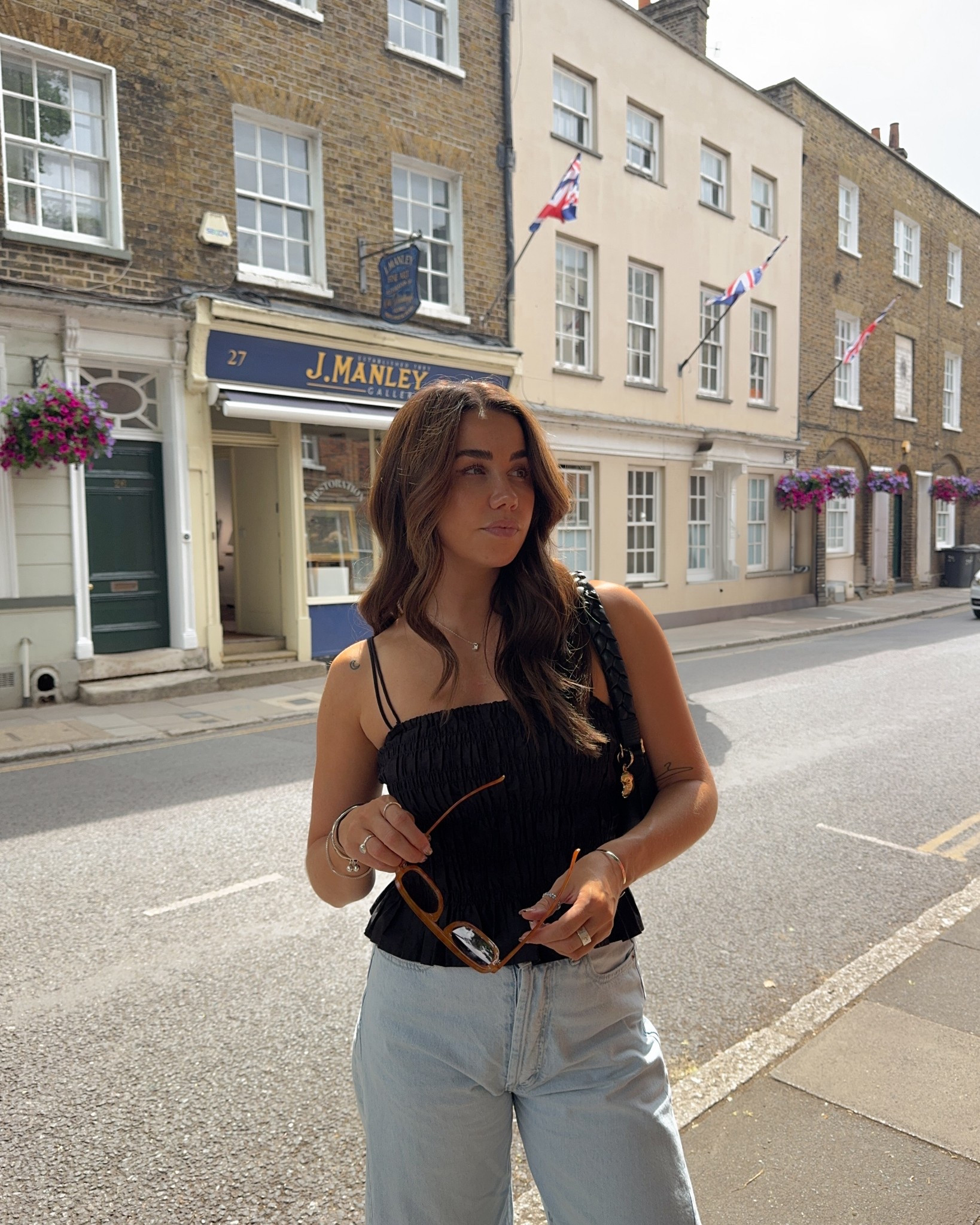 Summer called, it wants it’s iced coffee ☕️❄️ H&M shirred cami top with barrel leg light wash jeans and orange sunnies for a cute little summer outfit for the Uk heatwave 

#LTKeurope #LTKsummer #LTKuk