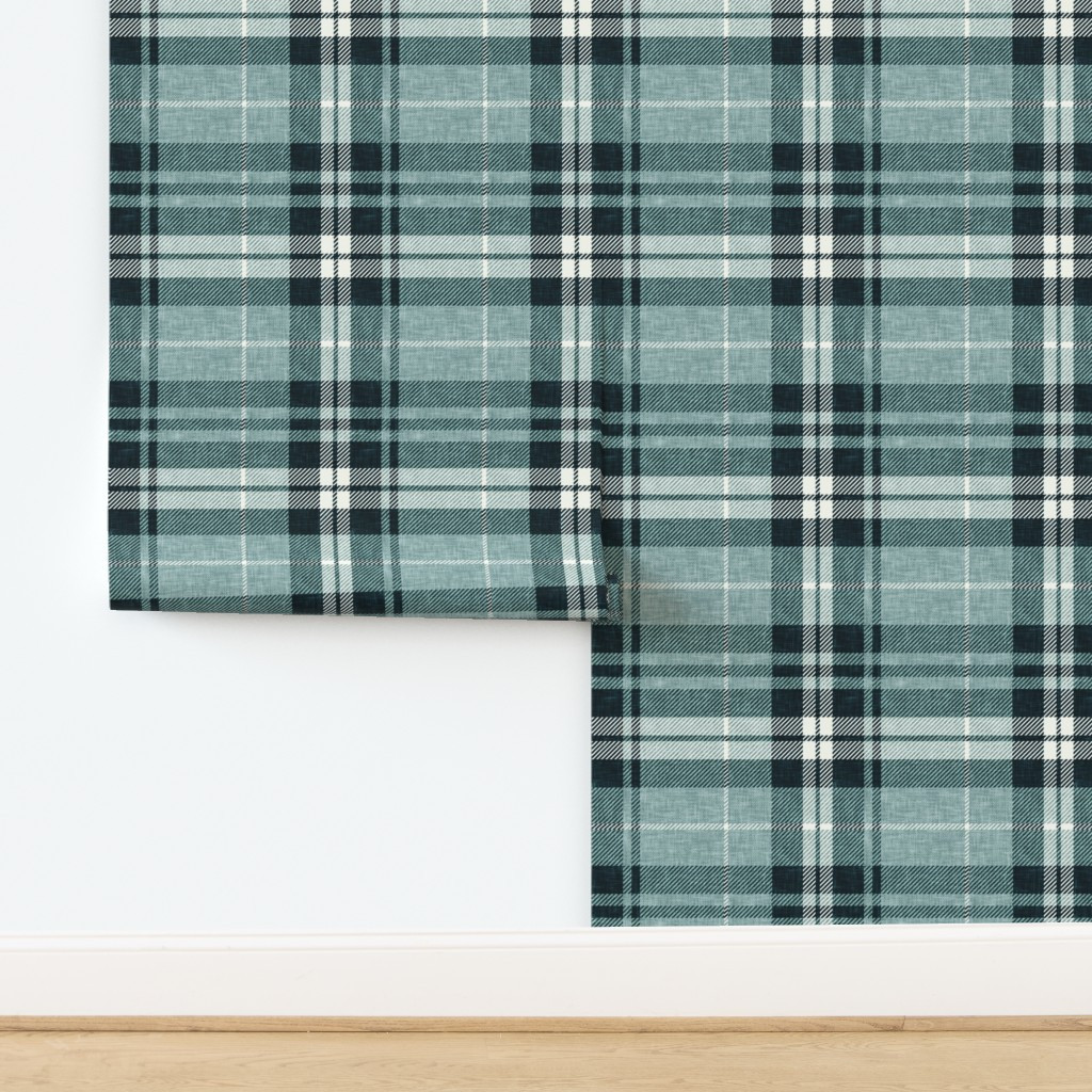 Wallpaper in fall plaid - dusty blue - LAD21 | Spoonflower
