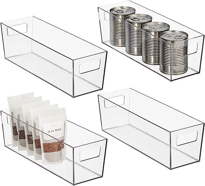 Nate Home by Nate Berkus Slim Plastic Bin with Handles | Perfect Organizer for Kitchen Storage or... | Amazon (US)