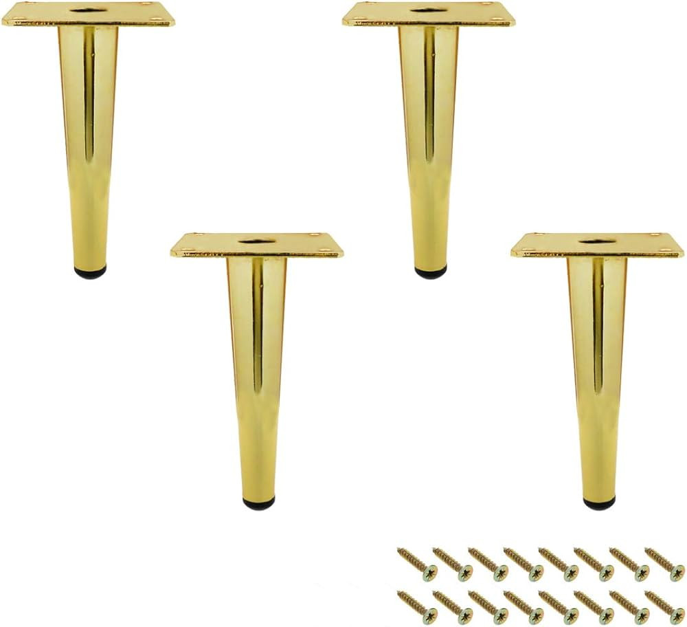 Geesatis 4 pcs Round Tall Sleek Tapered Furniture Legs Cabinet Cupboard Table Metal Legs Chair Ta... | Amazon (US)