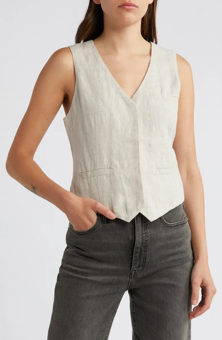 Single Breasted Linen Vest | Nordstrom