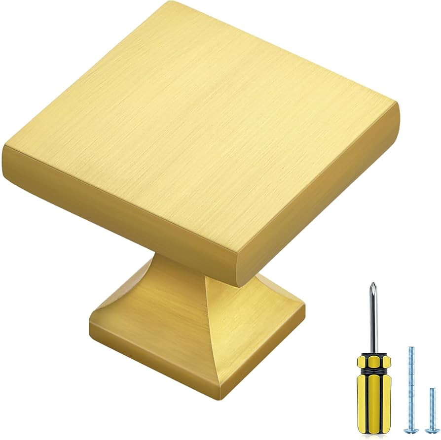 Ravinte Paquete de 5 pomos cuadrados de latón cepillado para gabinete, accesorios de cocina, caj... | Amazon (US)