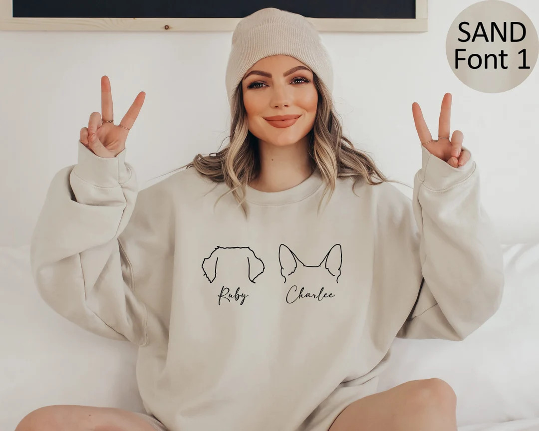 Custom Dog Sweatshirt, Personalized Dog Ears Sweatshirt With Name, Christmas Gift, Dog Dad Gift f... | Etsy (US)