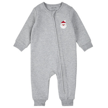 petit lem Fleece Playsuit Santa Baby on Heather Grey | Well.ca