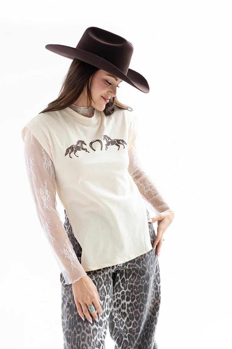 Ivory Lace Mock Neck Long Sleeve Top | Flea Style