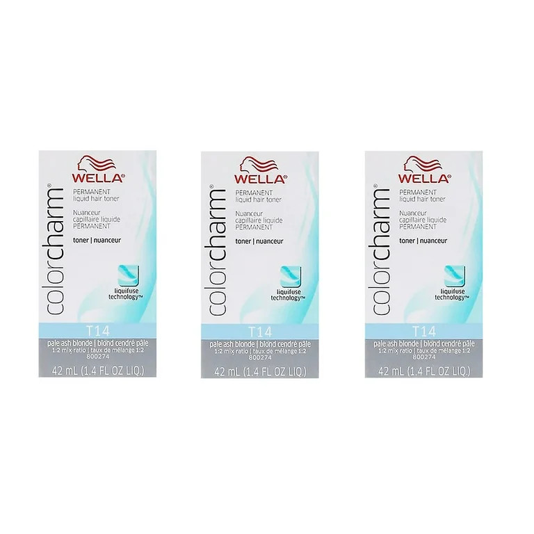 WELLA COLOR CHARM, HAIR COLOR Permanent Pale Ash Blonde Liquid Toner (3 Pack) 3 x HC-T14 | Walmart (US)