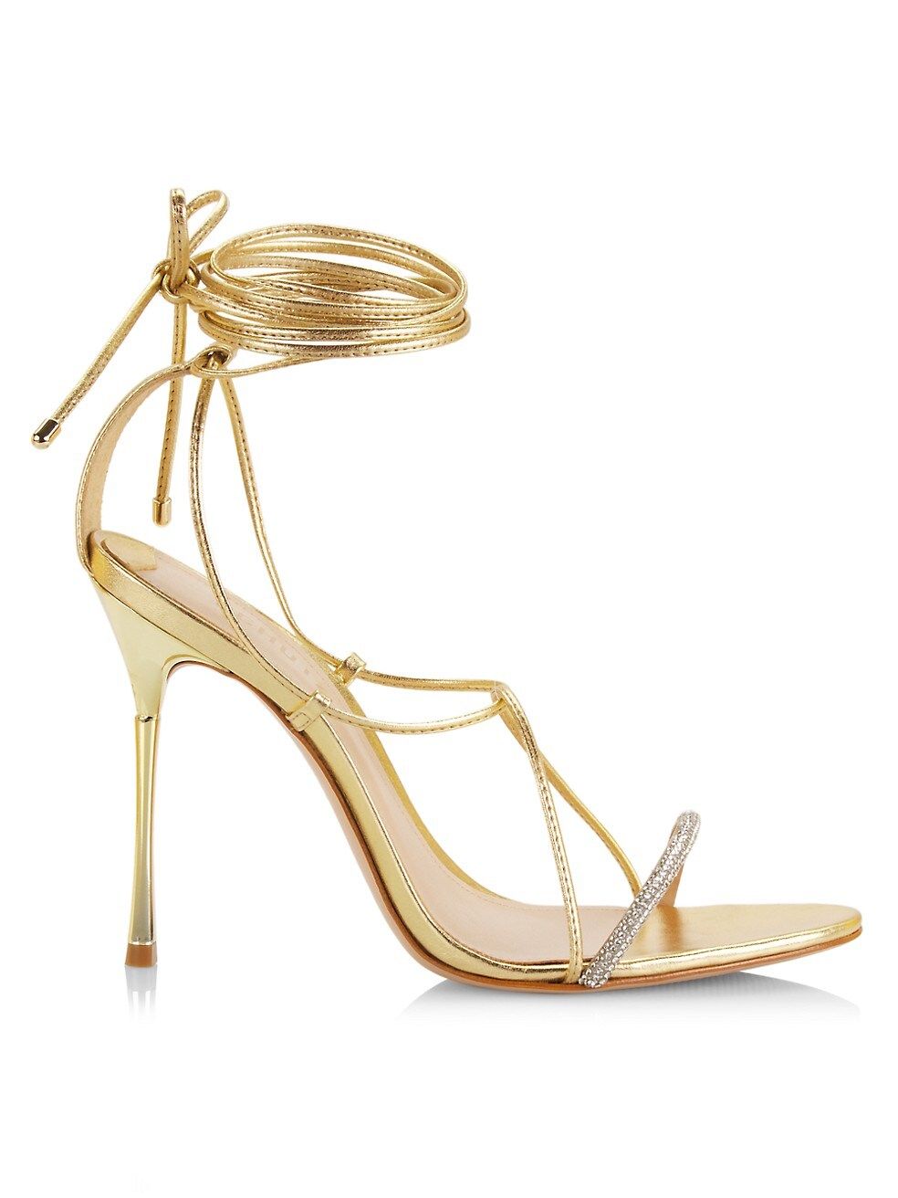 Adeline Crystal-Embellished Metallic Lace-Up Sandals | Saks Fifth Avenue