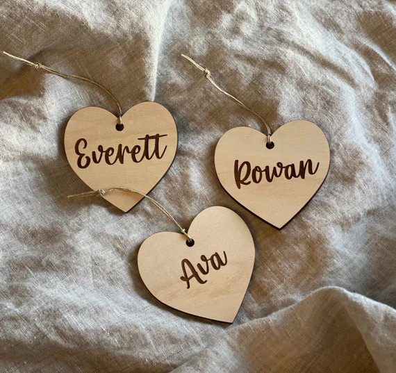 Wooden Heart Name Tag // Engraved Heart Name Tag // | Etsy | Etsy (US)