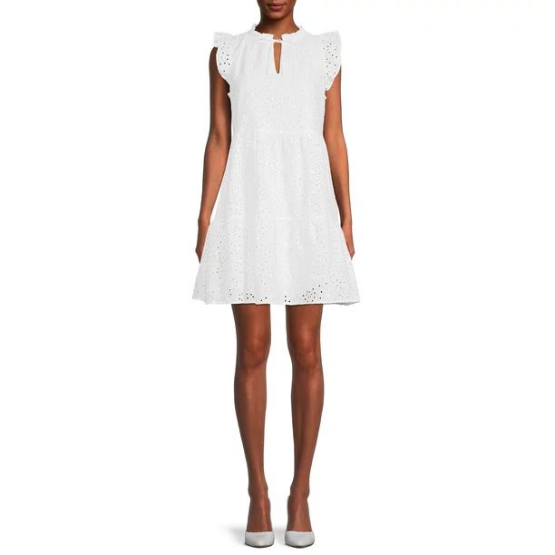 Time and Tru Women's Flutter Sleeve Woven Dress - Walmart.com | Walmart (US)