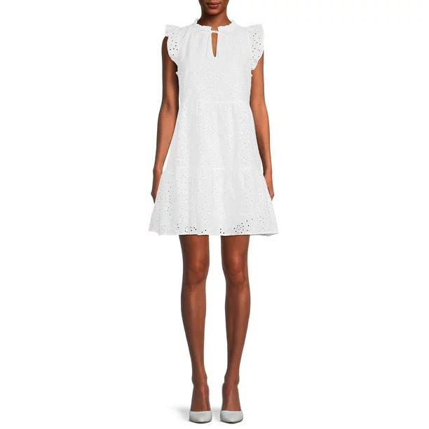 Time and Tru Woven Flutter Sleeve Dress for Women - Walmart.com | Walmart (US)