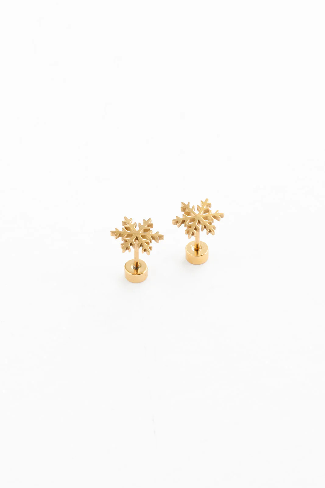 Hypoallergenic gold and enamel Snowflake flatback Earrings | Pip Pop Post