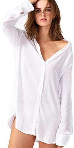 TOUSYEA Sleep Shirts for Women Button Down Shirts Long Sleeve Sleepwear Swimsuit Cover Ups Soft P... | Amazon (US)