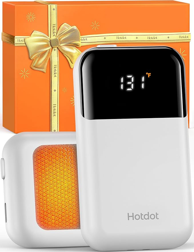 Hotdot Hand Warmers Rechargeable, Heat Levels (104–131°F), Real-Time Temp & Battery Display, E... | Amazon (US)