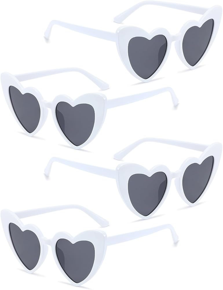 4 Pack Heart Shaped Sunglasses Trendy Cat Eye Love Heart Glasses Vintage Retro Heart Sunglasses f... | Amazon (US)