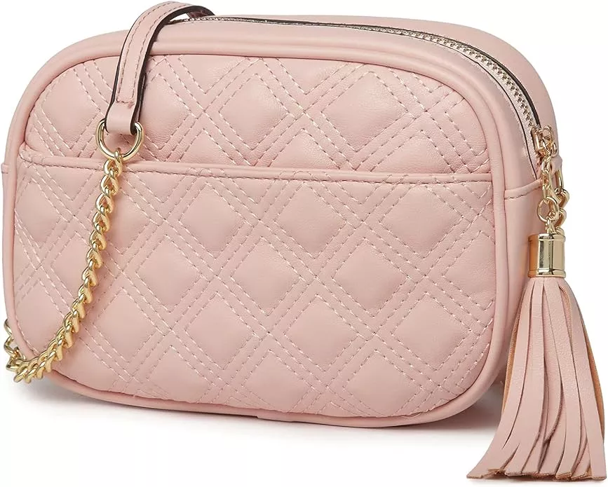 ER.Roulour Quilted Crossbody Bags for Women, Trendy Roomy Shoulder Handbags  with Flap Gold Hardware Chain Purses Shoulder Bag