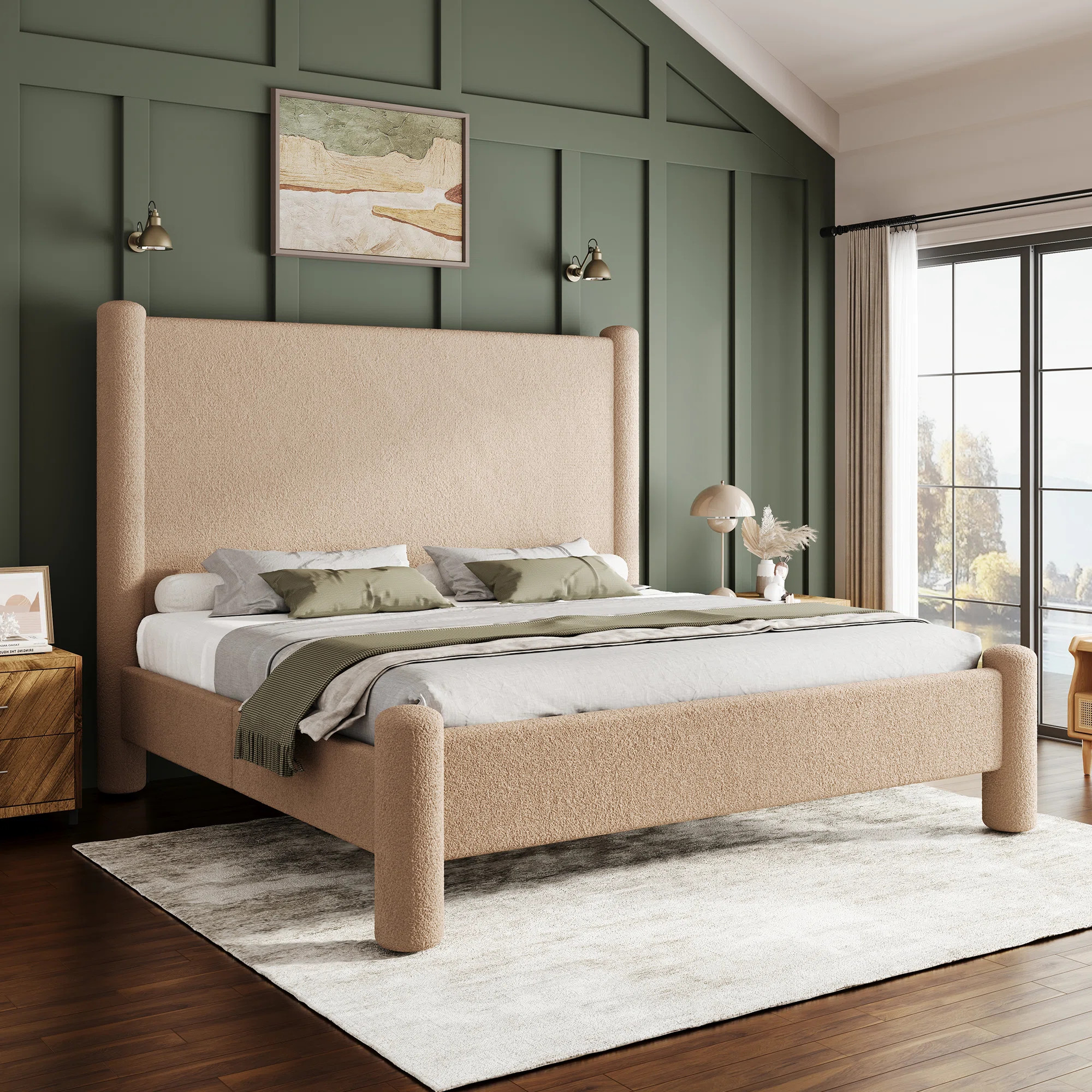 Latitude Run® Minimalist Style Platform Bed Frame with Upholstered Headboard and Footboard Boucl... | Wayfair North America