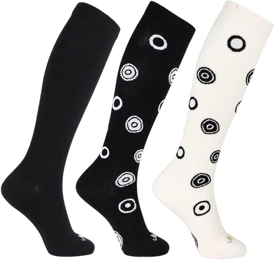 JAVIE Comfy Merino Wool Circles Pattern Compression Socks Knee High with Seamless Toe for Wome... | Amazon (US)