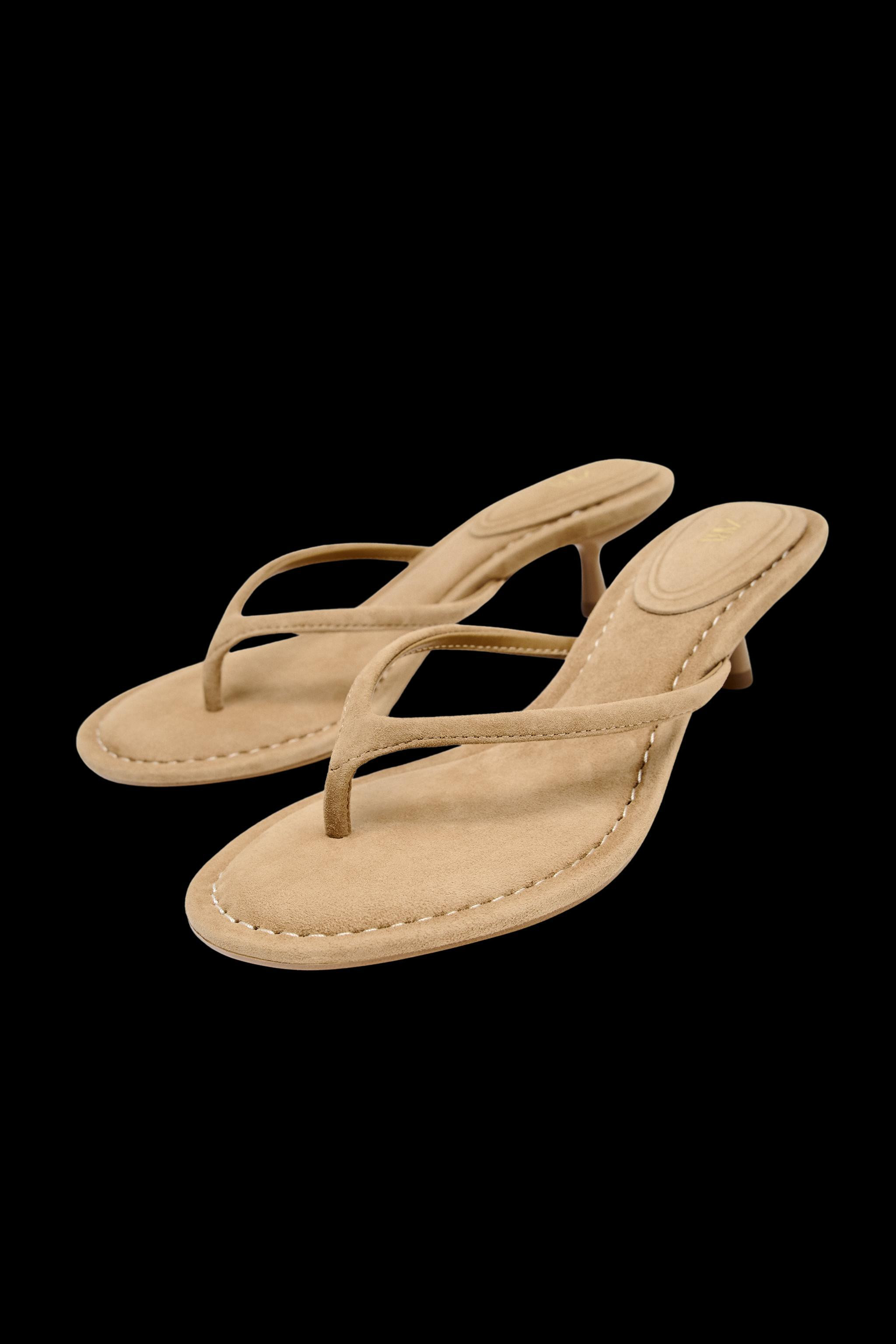 SPLIT SUEDE HEELED SANDALS | Zara UK