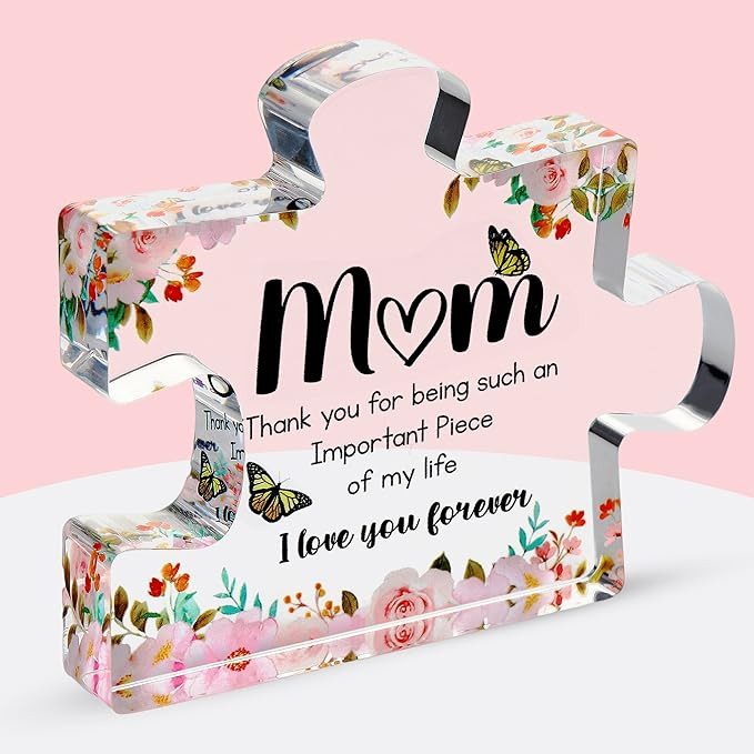 VELENTI Gifts for Mom - Cute Engraved Acrylic Block Puzzles Piece - Adorable Mom Gift from Son, D... | Amazon (US)