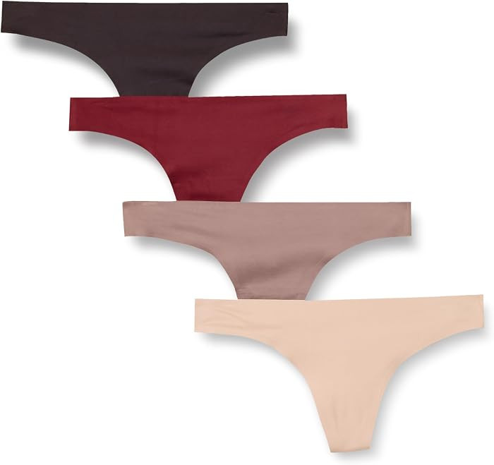 Amazon Essentials Women's Seamless No Show Thong Panties, Breathable Underwear, Bonded Stretch, Pack of 4 | Amazon (US)