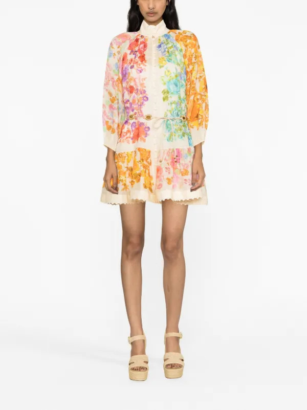 Raie Lantern floral-print minidress | Farfetch Global