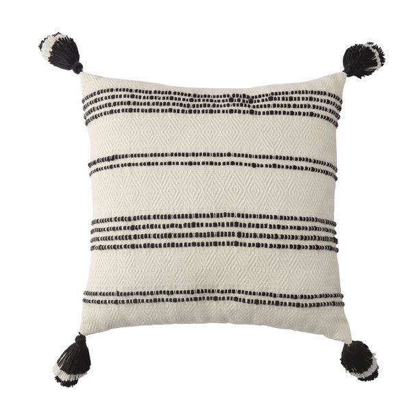 Better Homes & Gardens 21" x 21", Woven Stipe Outdoor Toss Pillow, Black & White - Walmart.com | Walmart (US)