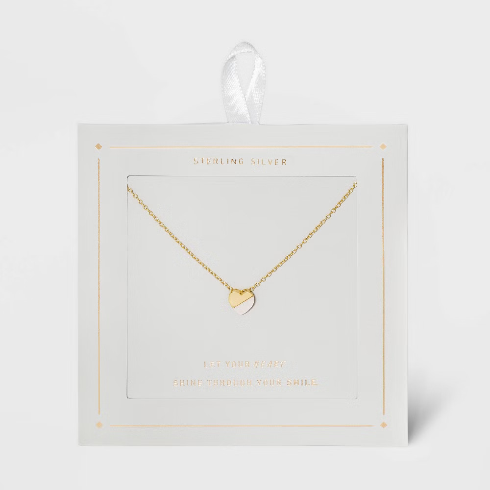 Sterling Silver Heart Extender Necklace - Silver Gray | Target