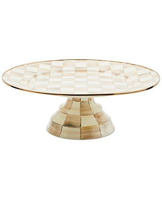 Mocha Check Large Pedestal Platter | Macy's