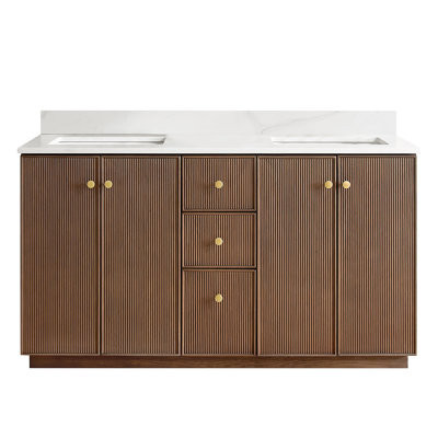 Rally 60'' Free Standing Double Bathroom Vanity with Calacatta Quartz Top | Wayfair North America