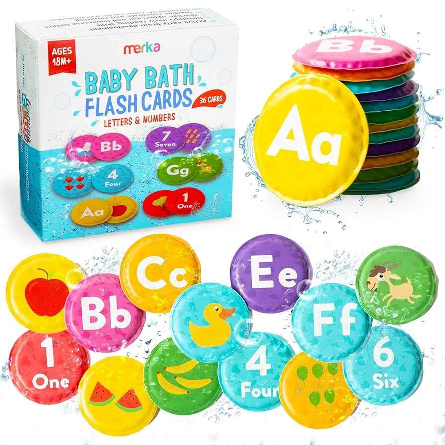 Merka Bath Books for Toddlers, Foam Bath Letters and Numbers, Set of 36 Floating Flashcards, ABCs... | Amazon (US)