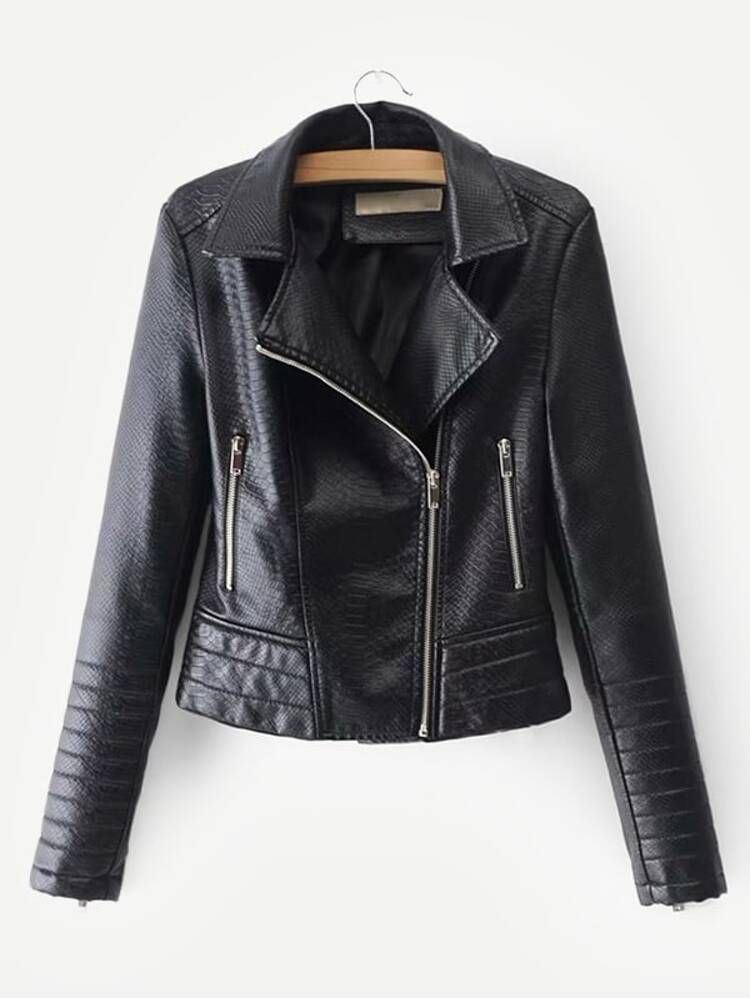 Faux Leather Crop Moto Jacket | SHEIN