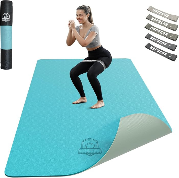 HAPBEAR Large Yoga Mat - 72"x36"x6mm (1/4 inch), Extra Wide Non-Slip Exercise Mat for Home Workou... | Amazon (US)