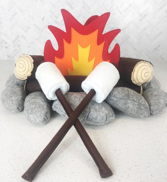 The 'Happy Camper' Felt/Plush Campfire Set for Kids. 17 piece Set with Storage Bag | Etsy (US)