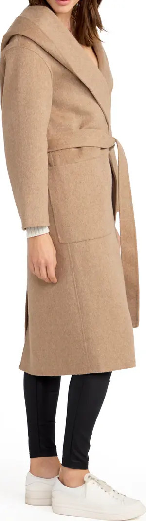 Arcadia Oversize Belted Hooded Wool Blend Coat | Nordstrom