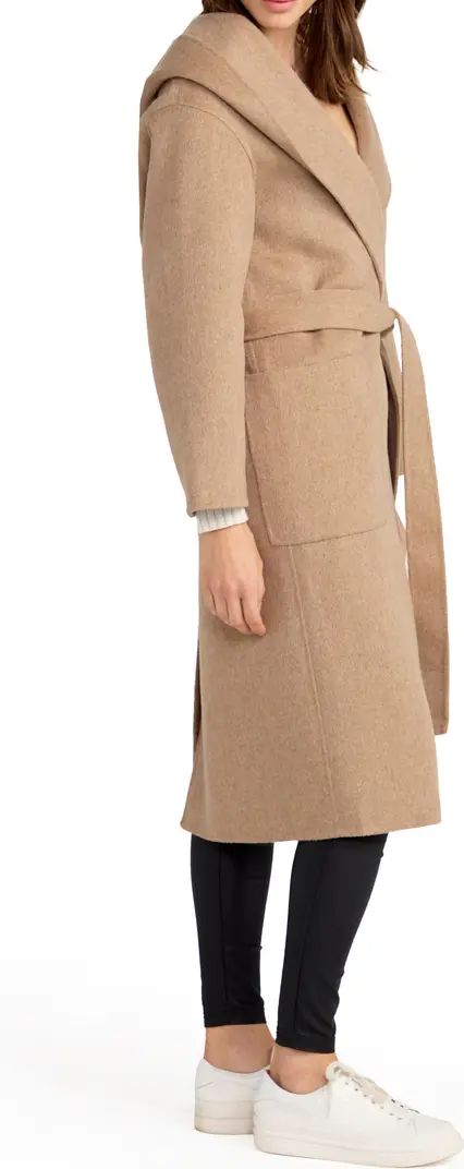 Arcadia Oversize Belted Hooded Wool Blend Coat | Nordstrom