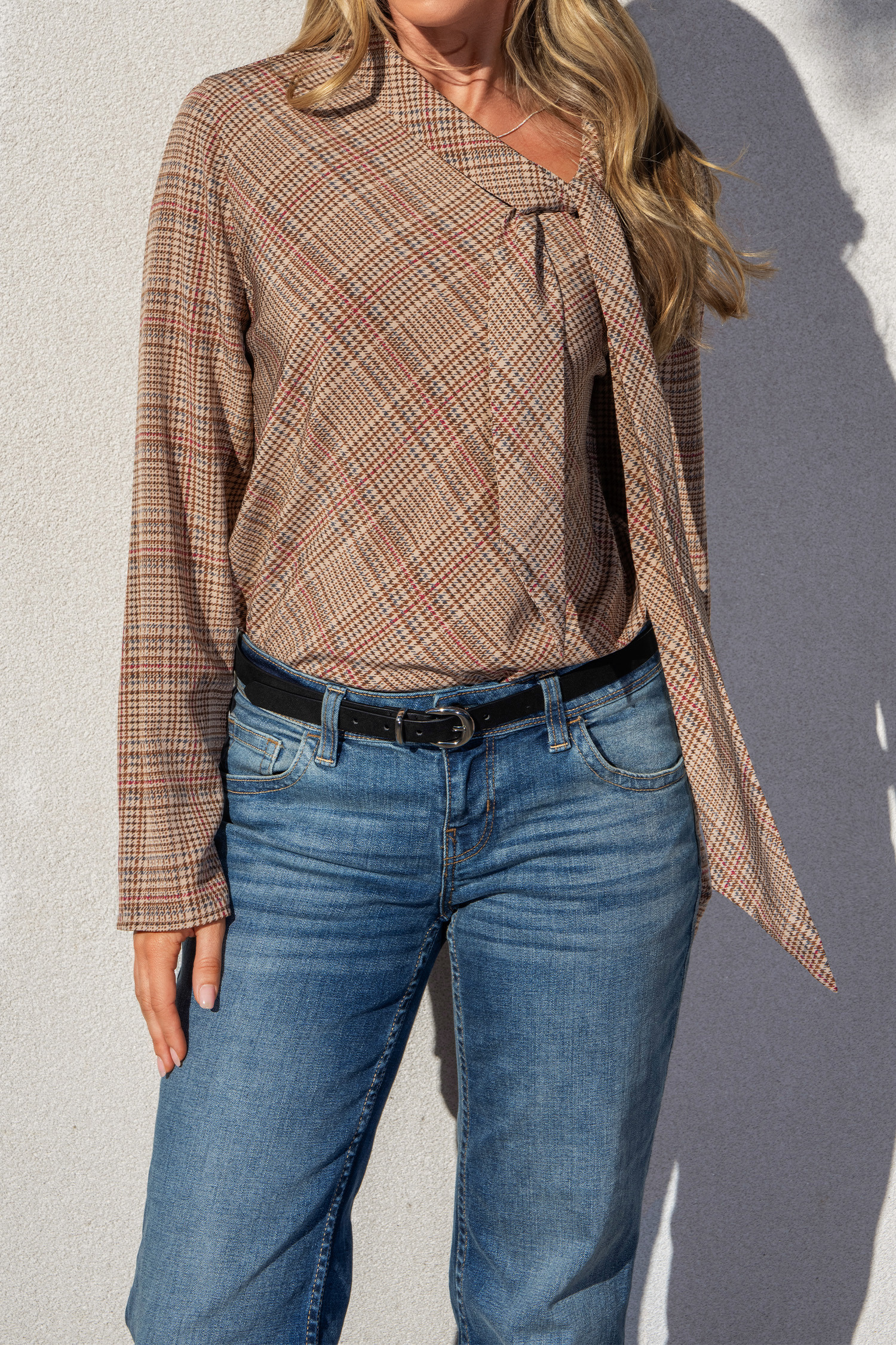 NewGlen Plaid Ascot Tie Top | Cupshe US