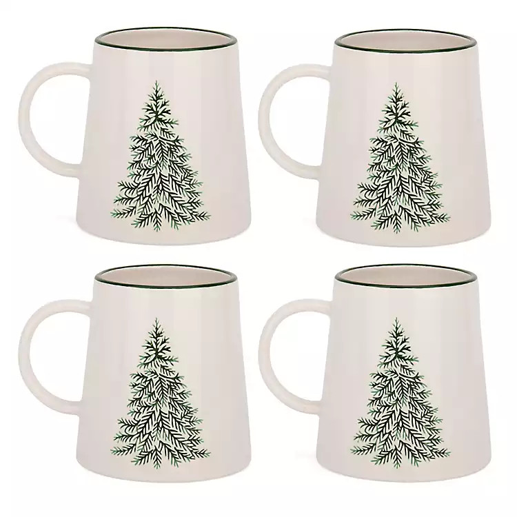 Evergreen Trees Embossed Mugs, Set of 4 | Kirklands